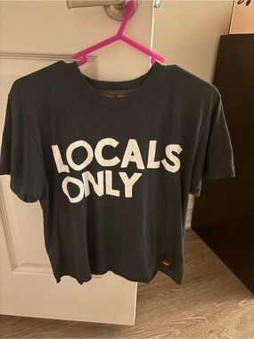 Aviator Nation Black Tee with White "LOCALS ONLY" Graphic